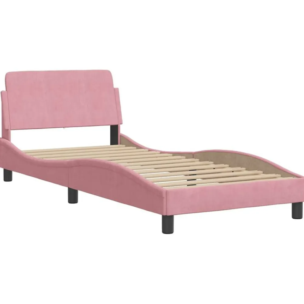 vidaXL Camas Y Accesorios-Estructura de cama con cabecero Dover terciopelo 80x200 cm