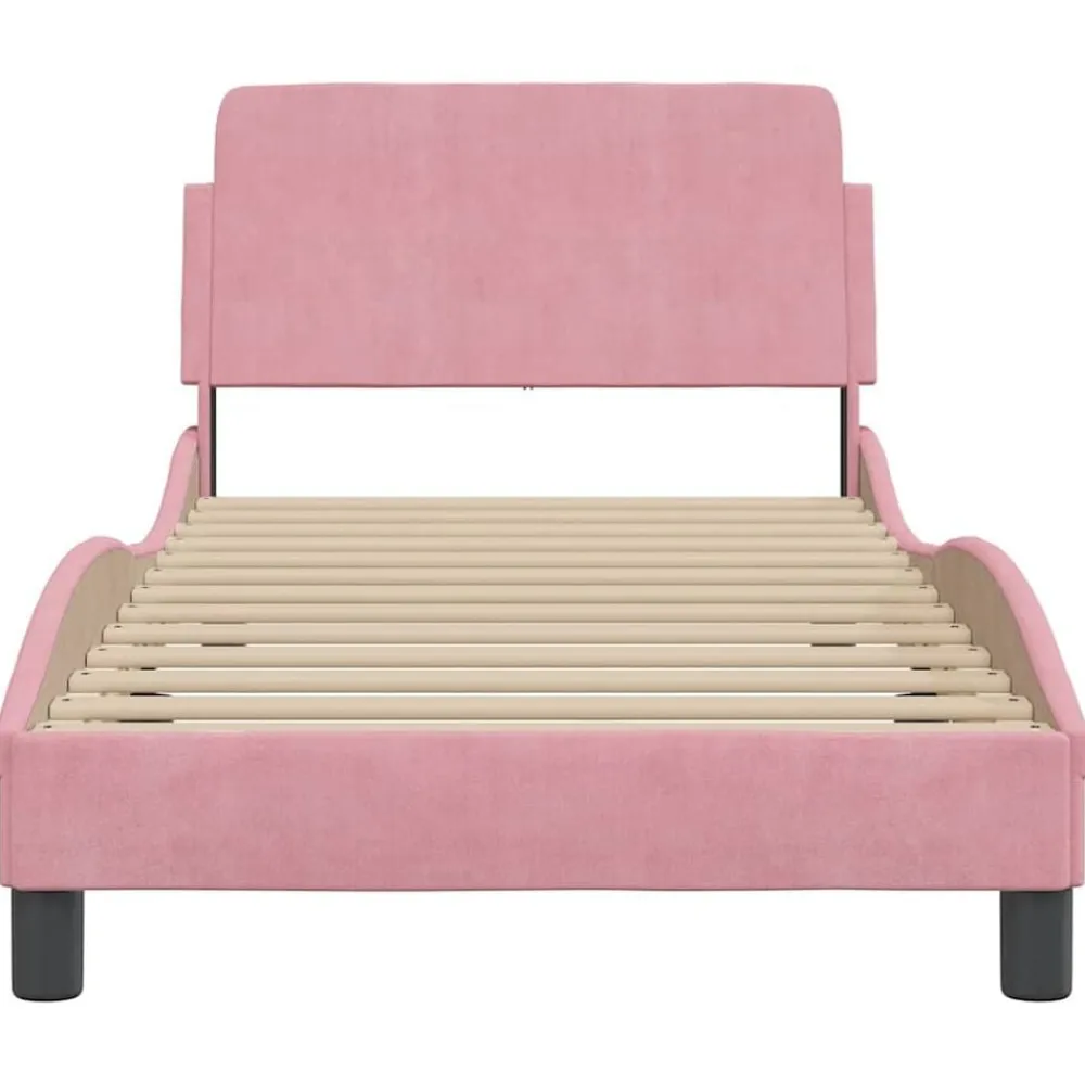 vidaXL Camas Y Accesorios-Estructura de cama con cabecero Dover terciopelo 80x200 cm