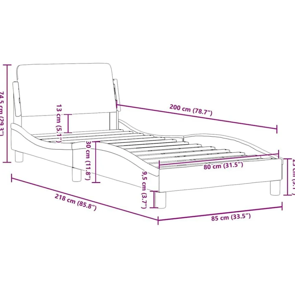 vidaXL Camas Y Accesorios-Estructura de cama con cabecero Dover terciopelo 80x200 cm