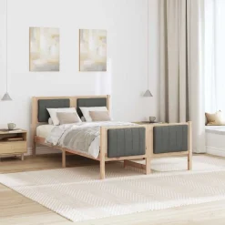 vidaXL Estructura de cama Negro y gris oscuro 120 x 200 cm Natural y gris oscuro Online