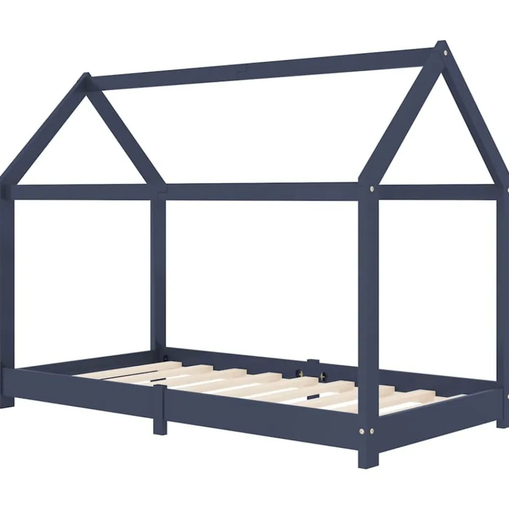 vidaXL Estructura de cama infantil madera maciza pino 70x140 cm Gris