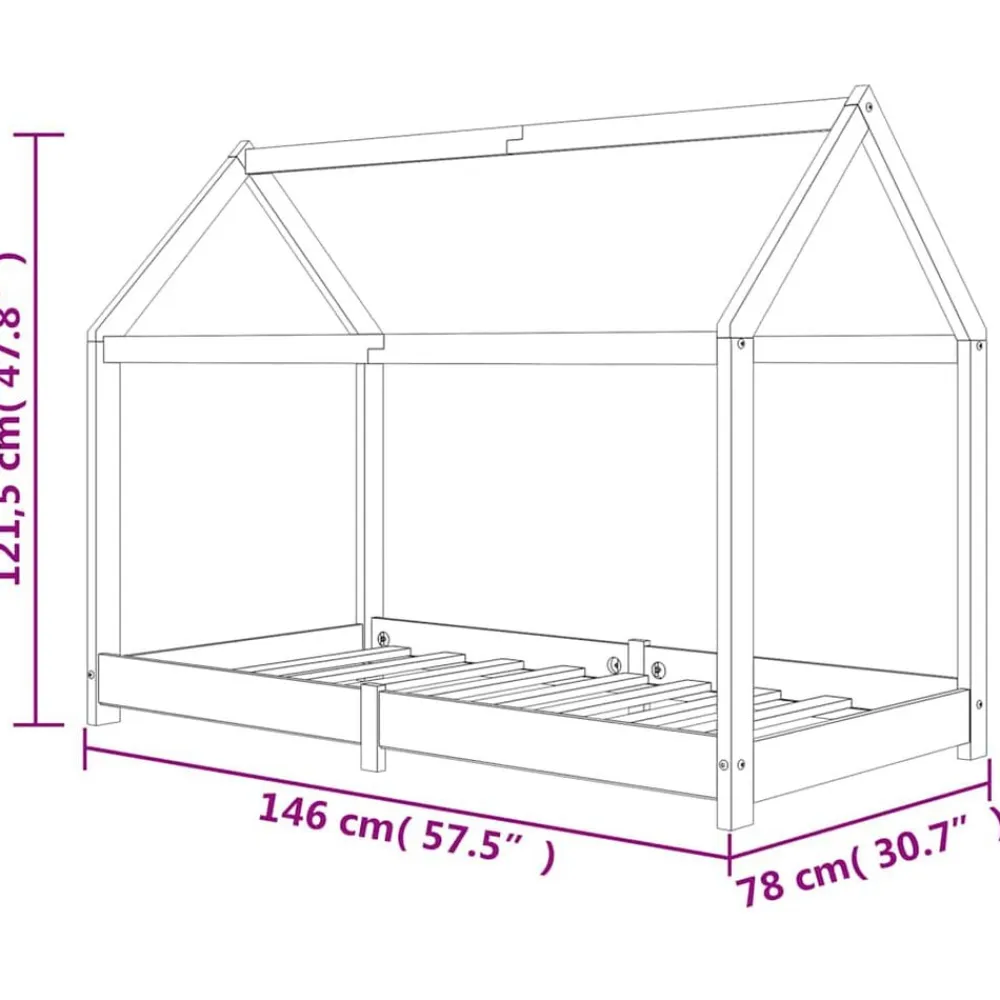 vidaXL Estructura de cama infantil madera maciza pino 70x140 cm Gris