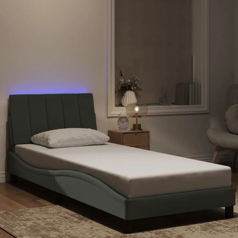 vidaXL Camas Y Accesorios-Estructura de cama con LED sin colchón Hanko terciopelo 80x200 cm