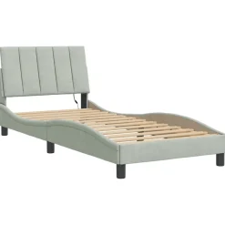 vidaXL Camas Y Accesorios-Estructura de cama con LED sin colchón Hanko terciopelo 80x200 cm