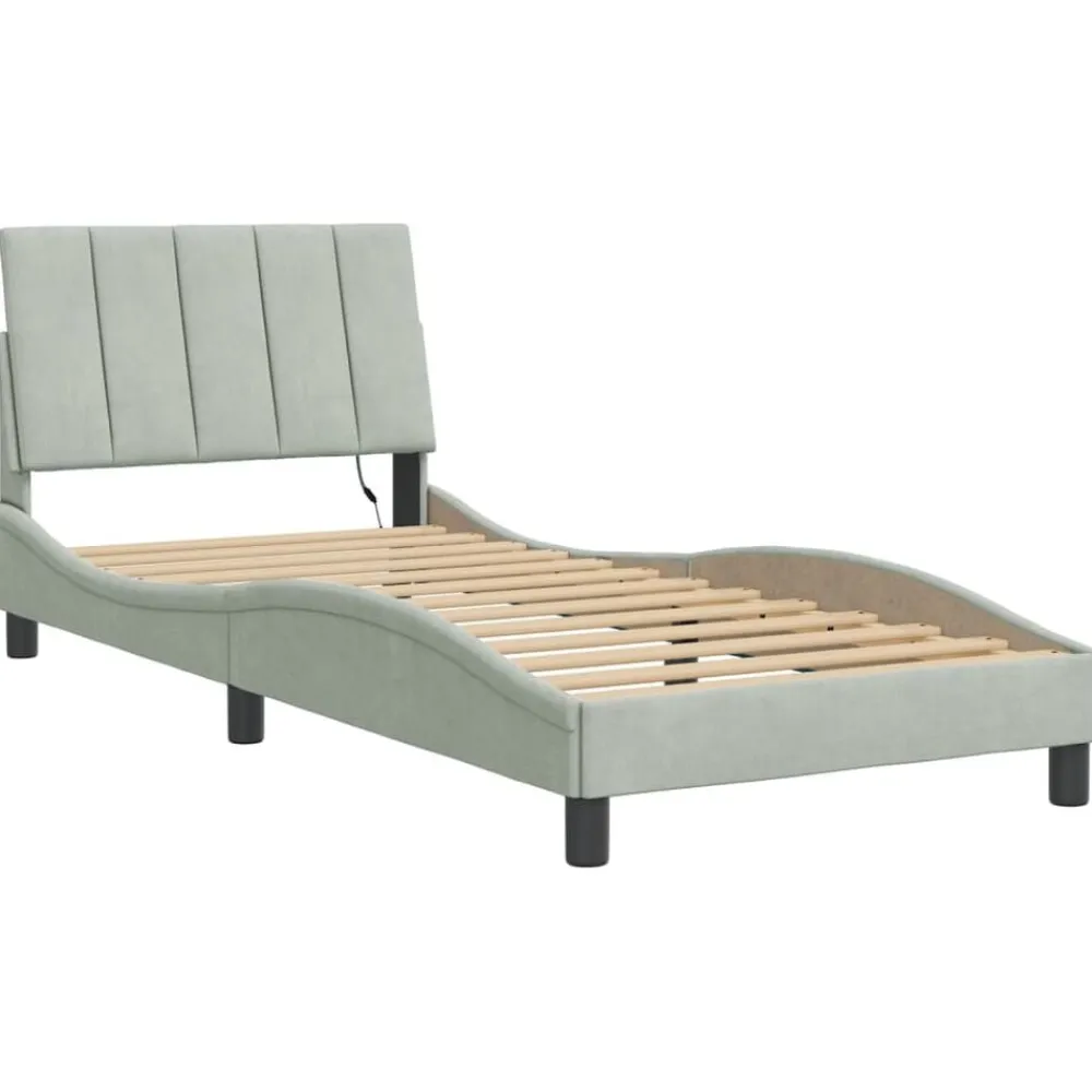 vidaXL Camas Y Accesorios-Estructura de cama con LED sin colchón Hanko terciopelo 80x200 cm