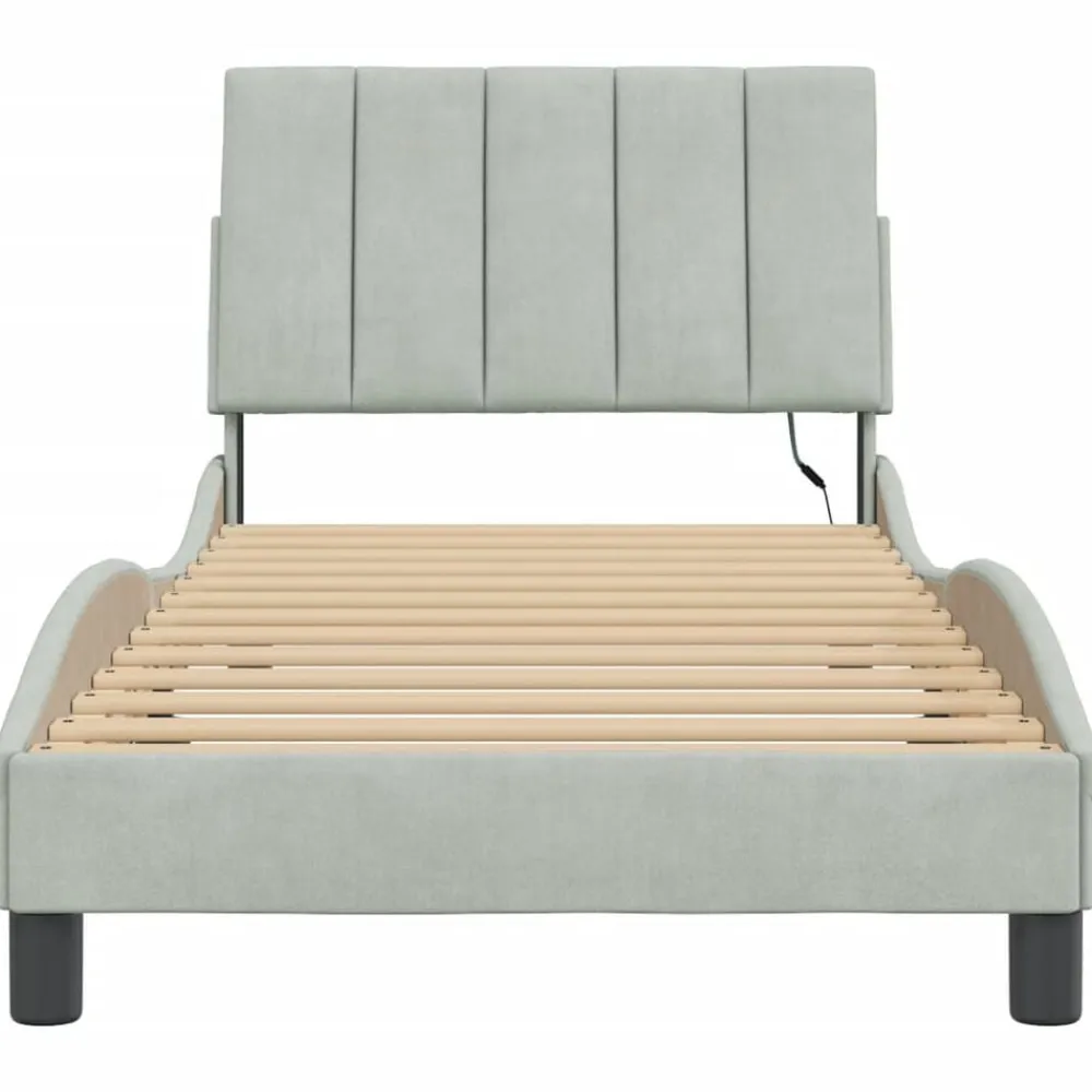 vidaXL Camas Y Accesorios-Estructura de cama con LED sin colchón Hanko terciopelo 80x200 cm