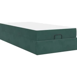 vidaXL Camas Y Accesorios-Estructura de cama con colchón 2 pcs Verde Terciopelo
