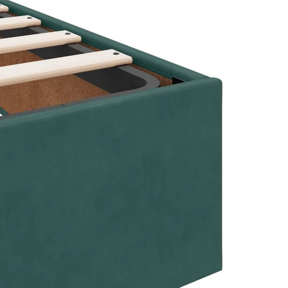 vidaXL Camas Y Accesorios-Estructura de cama con colchón 2 pcs Verde Terciopelo