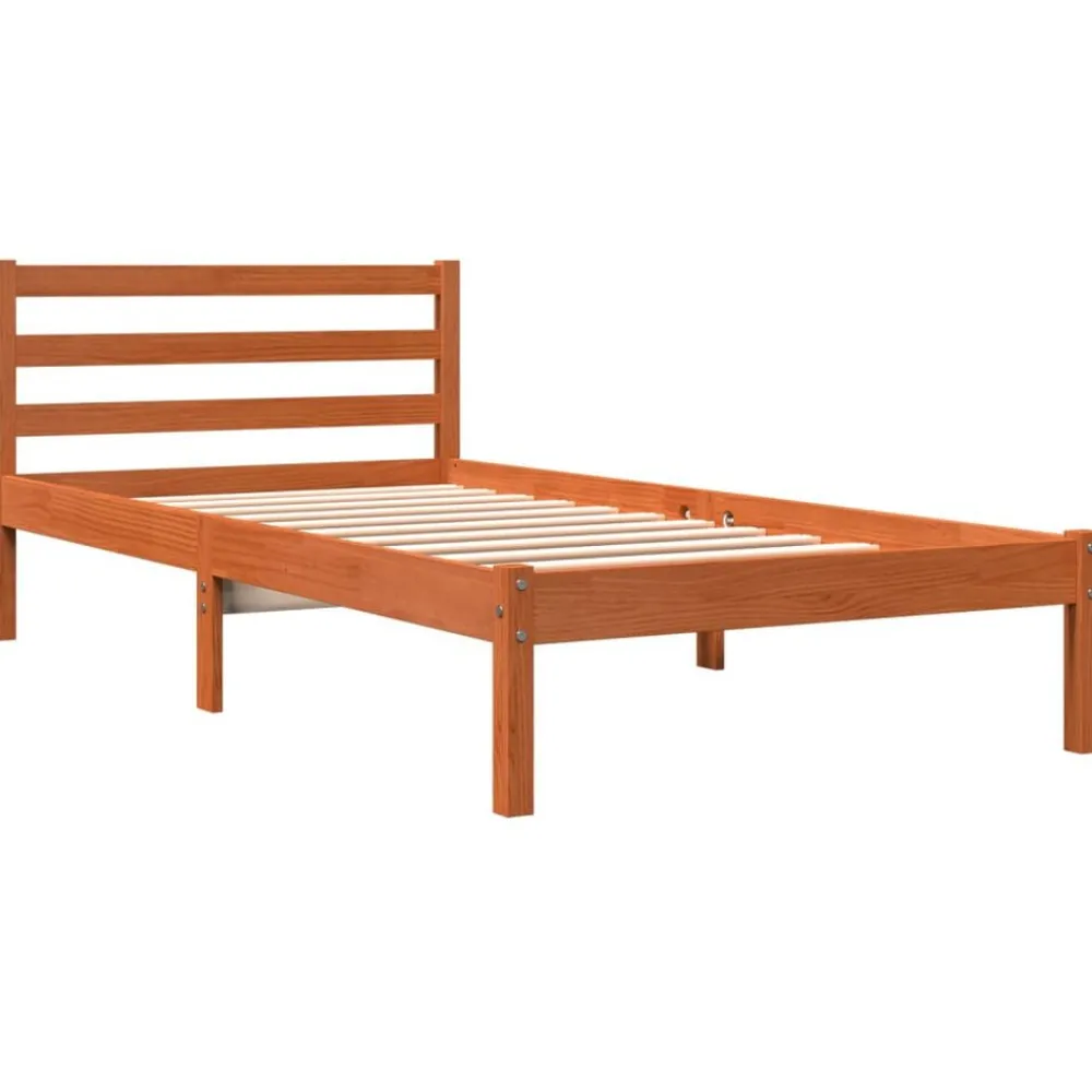 vidaXL Estructura de cama sin colchón madera maciza marrón 75x190 cm Marrón cera Sale