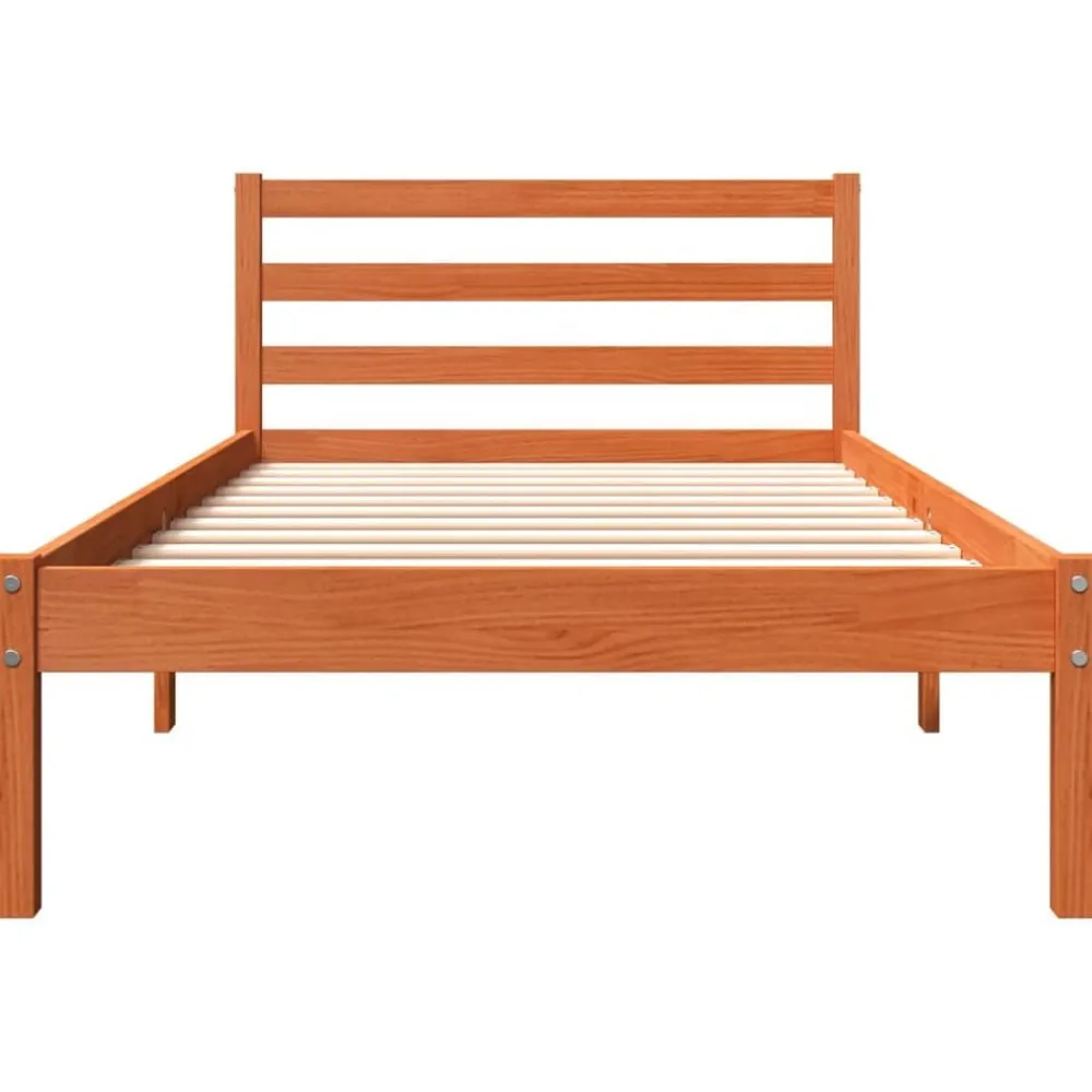vidaXL Estructura de cama sin colchón madera maciza marrón 75x190 cm Marrón cera Sale