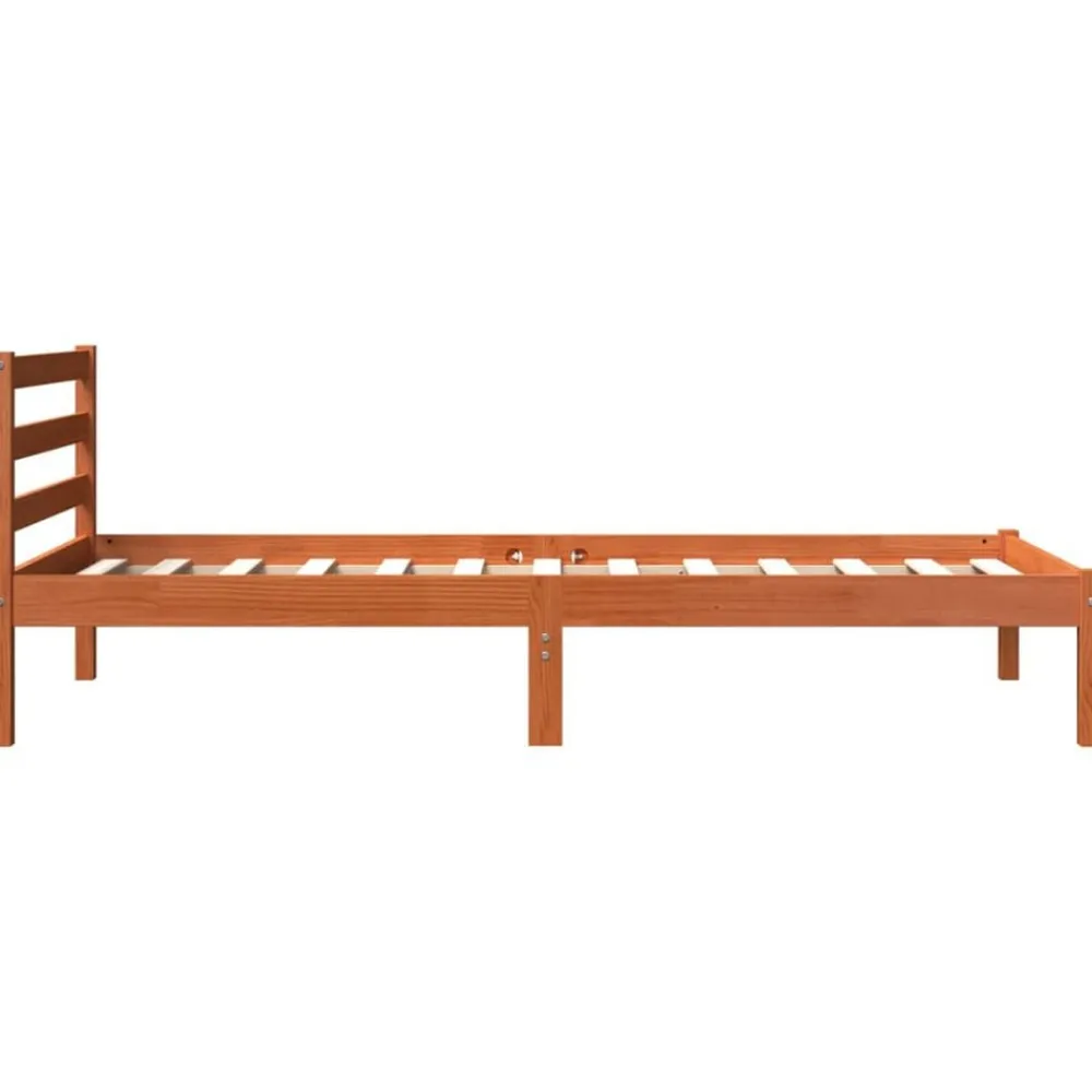 vidaXL Estructura de cama sin colchón madera maciza marrón 75x190 cm Marrón cera Sale