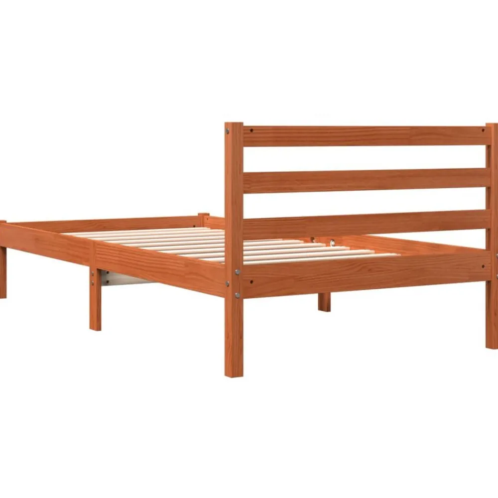 vidaXL Estructura de cama sin colchón madera maciza marrón 75x190 cm Marrón cera Sale