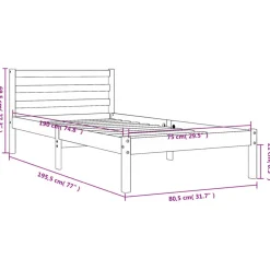 vidaXL Estructura de cama sin colchón madera maciza marrón 75x190 cm Marrón cera Sale