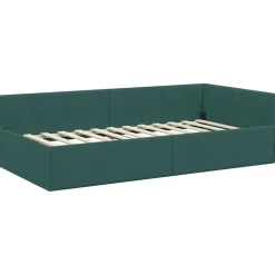 vidaXL Estructura de Cama Esquina con Colchón 2 pcs Verde Terciopelo Verde oscuro New