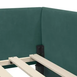 vidaXL Estructura de Cama Esquina con Colchón 2 pcs Verde Terciopelo Verde oscuro New
