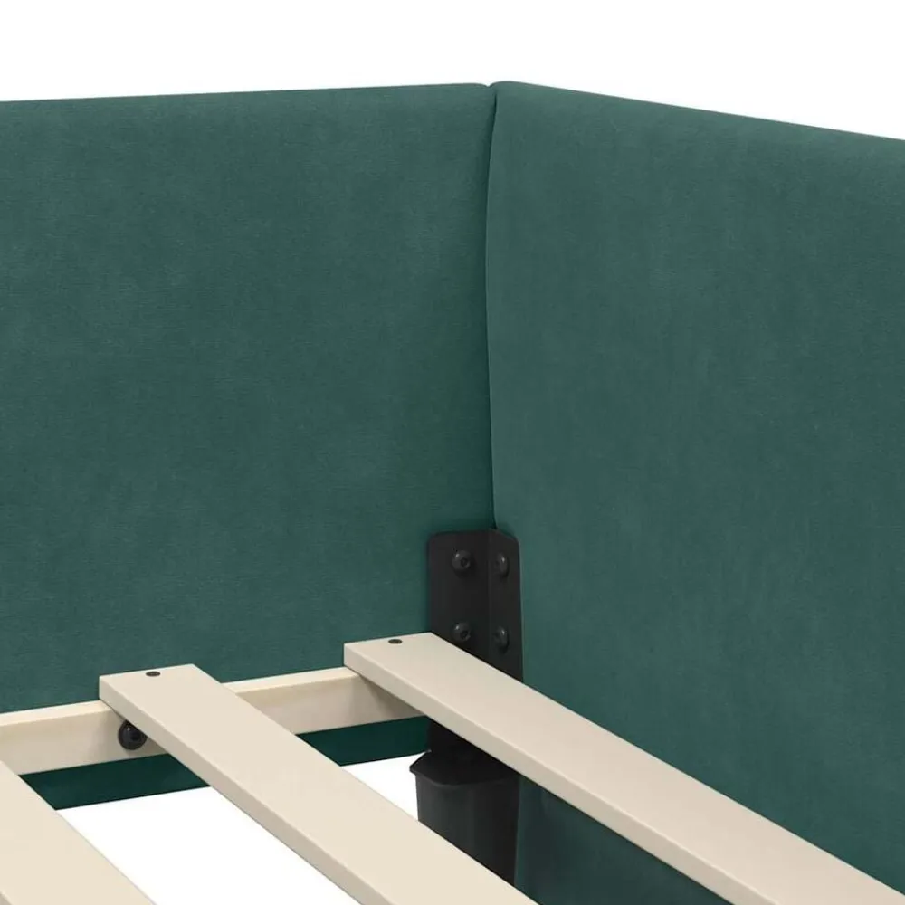 vidaXL Estructura de Cama Esquina con Colchón 2 pcs Verde Terciopelo Verde oscuro New
