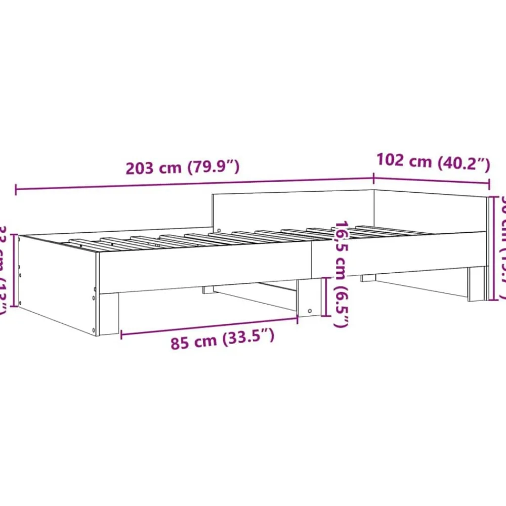 vidaXL Camas Y Accesorios-Estructura de cama sin colchón madera 100x200 cm