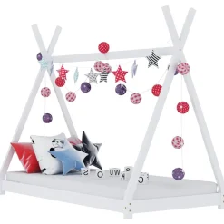 vidaXL Estructura de cama infantil madera maciza pino blanca 70x140 cm Blanco