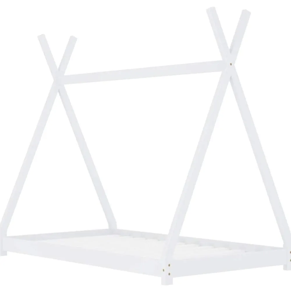 vidaXL Estructura de cama infantil madera maciza pino blanca 70x140 cm Blanco