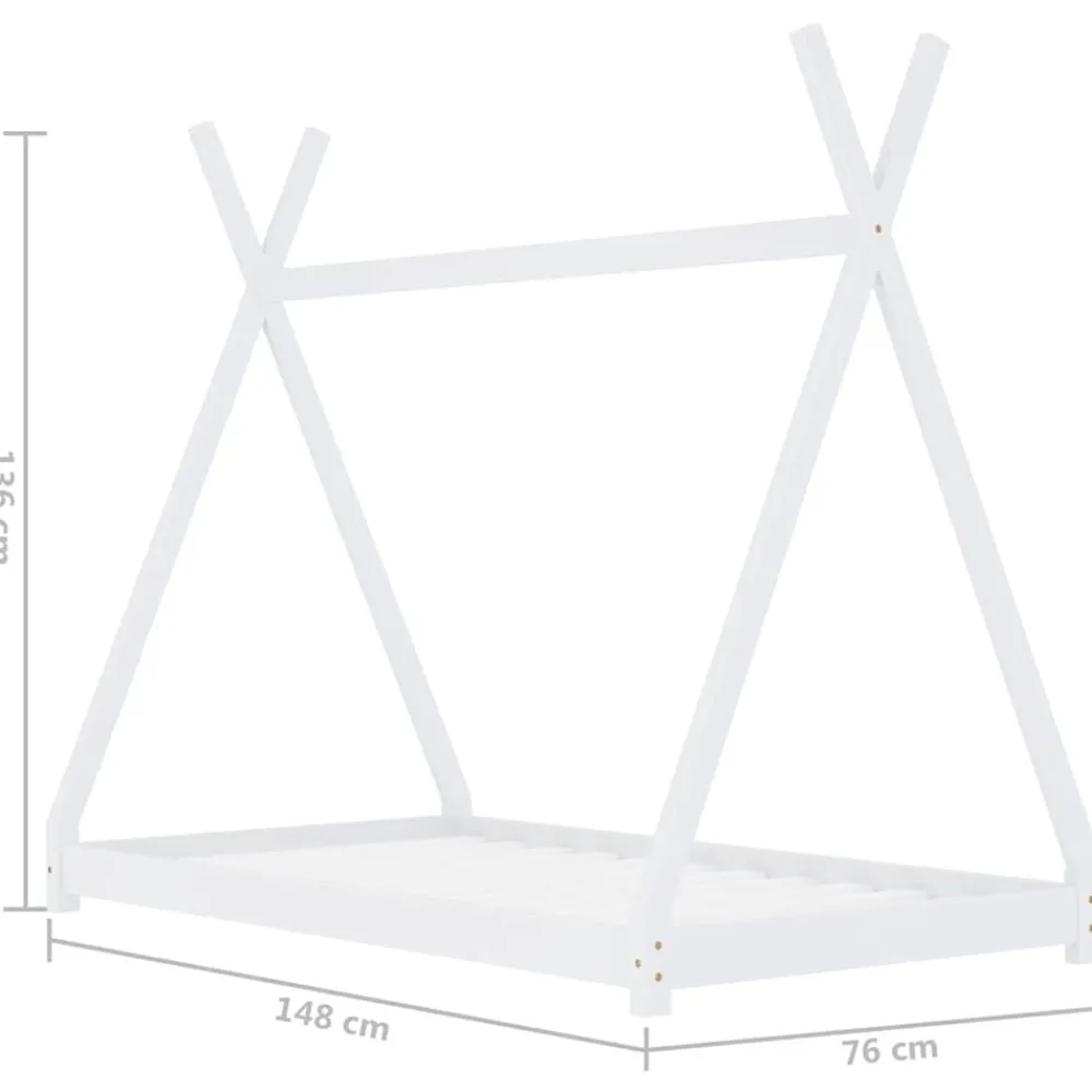 vidaXL Estructura de cama infantil madera maciza pino blanca 70x140 cm Blanco