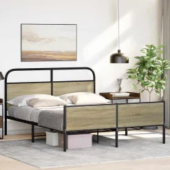 vidaXL Camas Y Accesorios-Estructura de cama sin colchón metal 150x200 cm