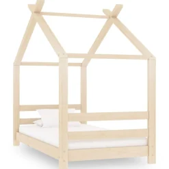 vidaXL Estructura de cama infantil de madera maciza de pino 70x140 cm Marrón New