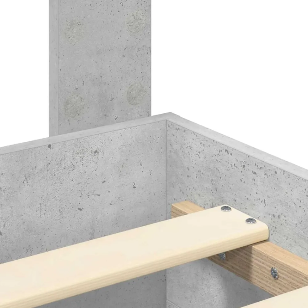 vidaXL Conjuntos De Muebles-Estructura de cama con cabecera Gris Concreto 200 x 200 cm