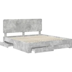 vidaXL Conjuntos De Muebles-Estructura de cama con cabecera Gris Concreto 200 x 200 cm