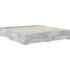 vidaXL Conjuntos De Muebles-Estructura de cama con cabecera Gris Concreto 200 x 200 cm