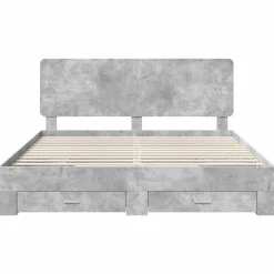 vidaXL Conjuntos De Muebles-Estructura de cama con cabecera Gris Concreto 200 x 200 cm