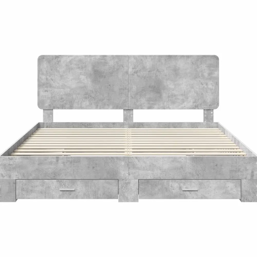 vidaXL Conjuntos De Muebles-Estructura de cama con cabecera Gris Concreto 200 x 200 cm