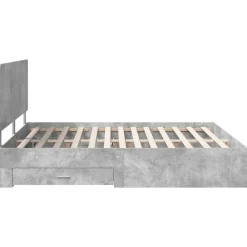 vidaXL Conjuntos De Muebles-Estructura de cama con cabecera Gris Concreto 200 x 200 cm