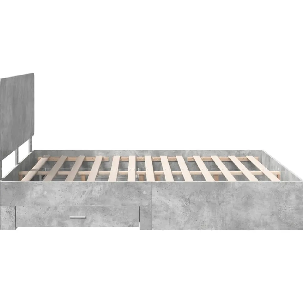 vidaXL Conjuntos De Muebles-Estructura de cama con cabecera Gris Concreto 200 x 200 cm