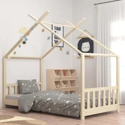 vidaXL Estructura de cama infantil de madera maciza de pino 70x140 cm Marr&oacute;n Outlet