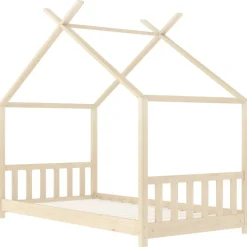 vidaXL Estructura de cama infantil de madera maciza de pino 70x140 cm Marr&oacute;n Outlet