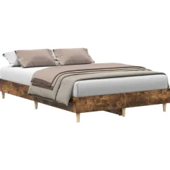 vidaXL Estructura de cama sin colchón madera 120x200 cm Roble ahumado Online