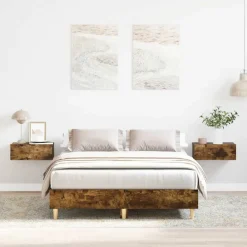vidaXL Estructura de cama sin colchón madera 120x200 cm Roble ahumado Online
