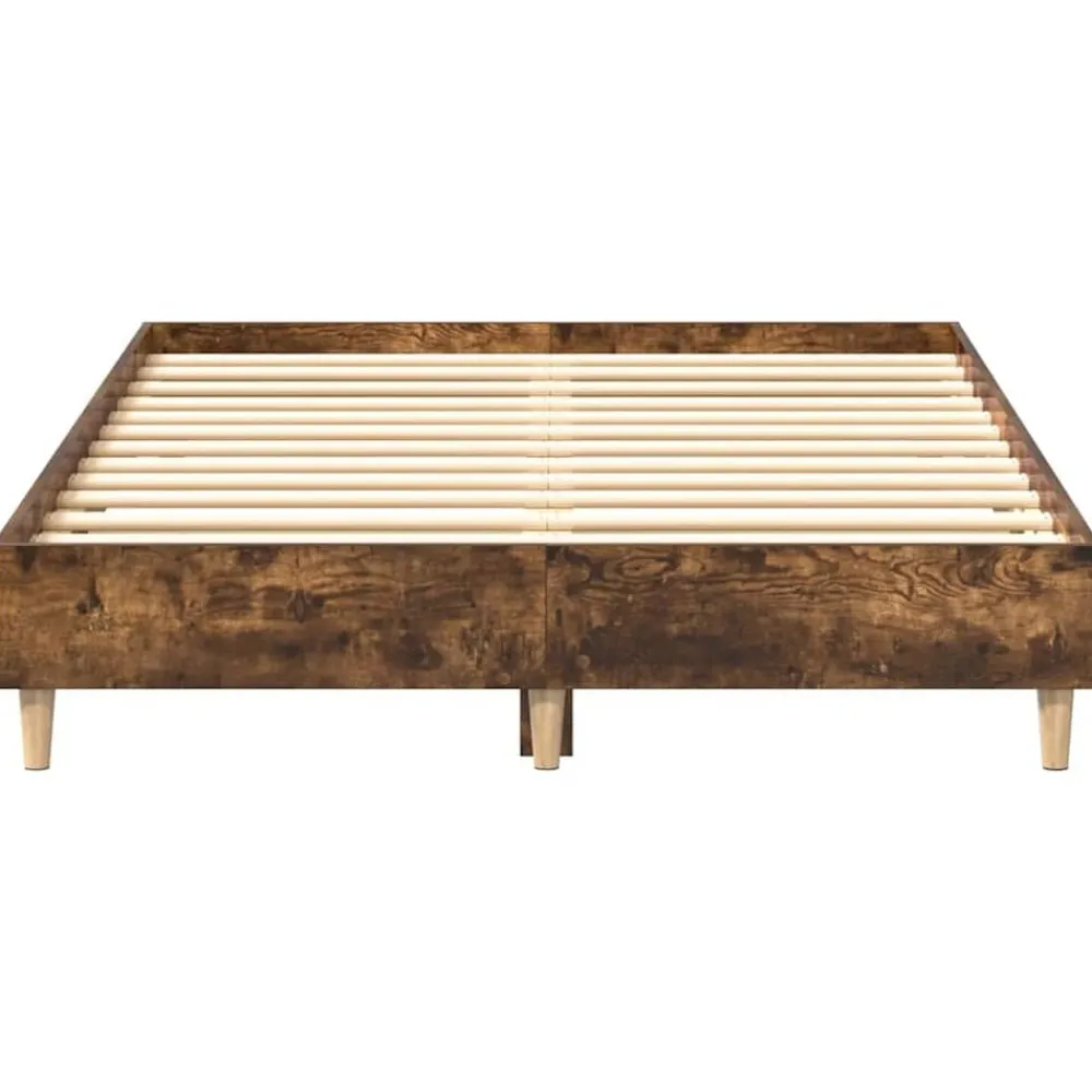 vidaXL Estructura de cama sin colchón madera 120x200 cm Roble ahumado Online