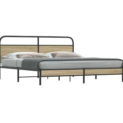 vidaXL Estructura de cama sin colchón metal 180x200 cm Roble ahumado Outlet
