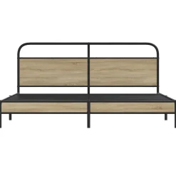 vidaXL Estructura de cama sin colchón metal 180x200 cm Roble ahumado Outlet