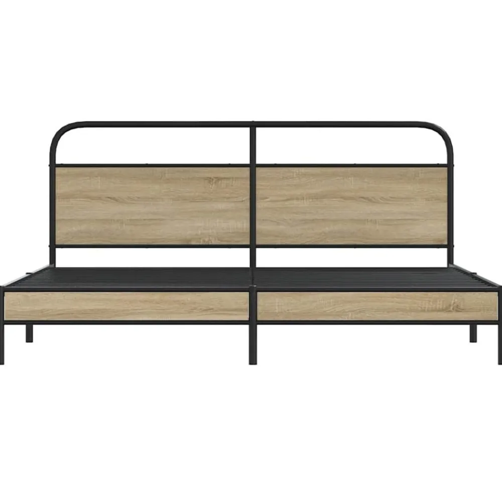vidaXL Estructura de cama sin colchón metal 180x200 cm Roble ahumado Outlet