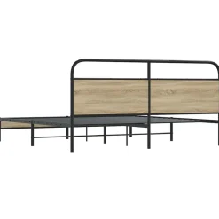vidaXL Estructura de cama sin colchón metal 180x200 cm Roble ahumado Outlet