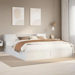 vidaXL Estructura de cama sin colchón madera maciza blanca 200x200 cm Blanco Discount
