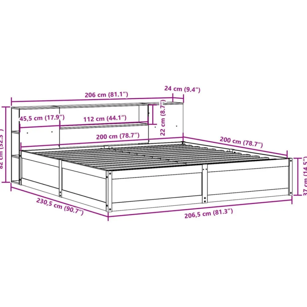 vidaXL Estructura de cama sin colchón madera maciza blanca 200x200 cm Blanco Discount