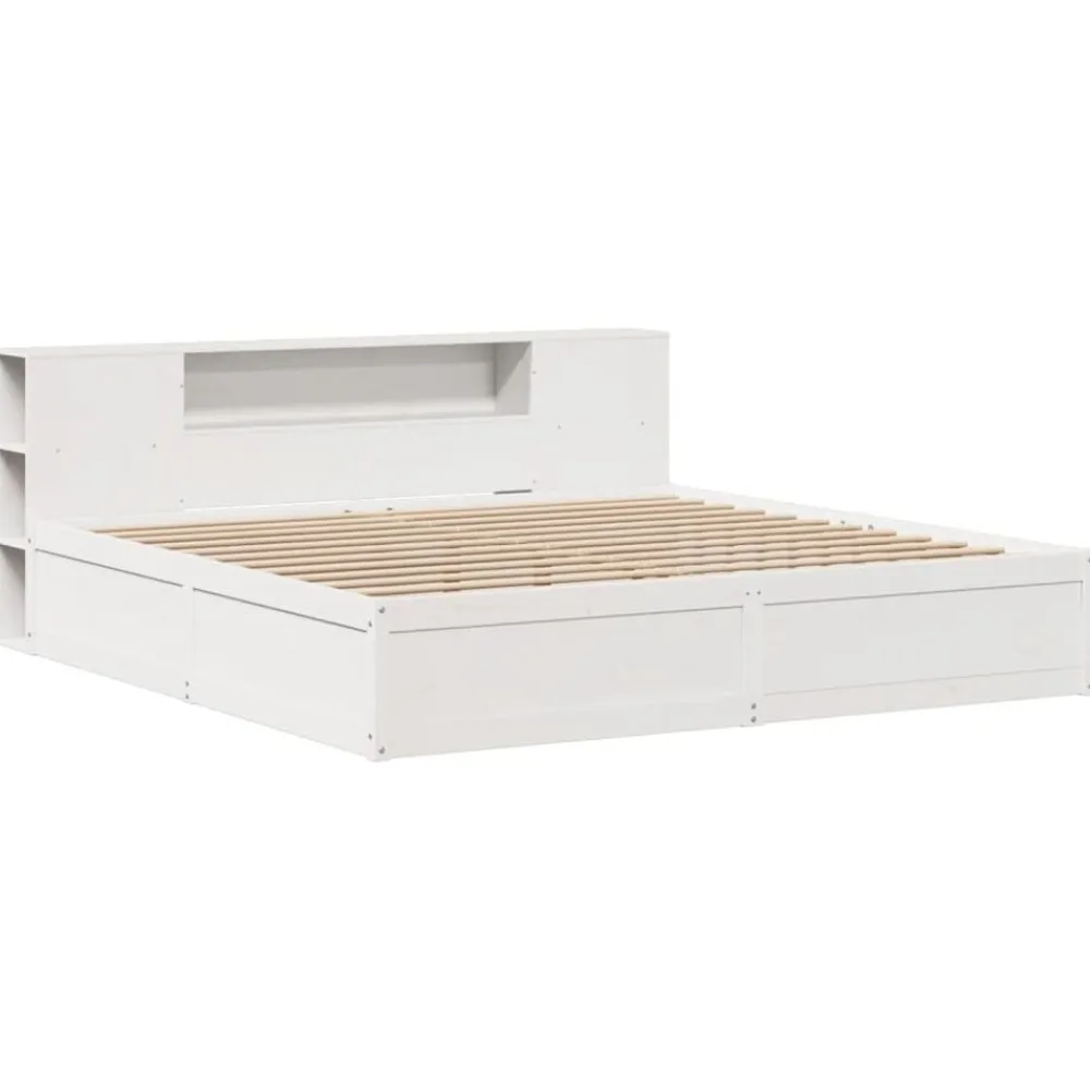 vidaXL Estructura de cama sin colchón madera maciza blanca 200x200 cm Blanco Discount