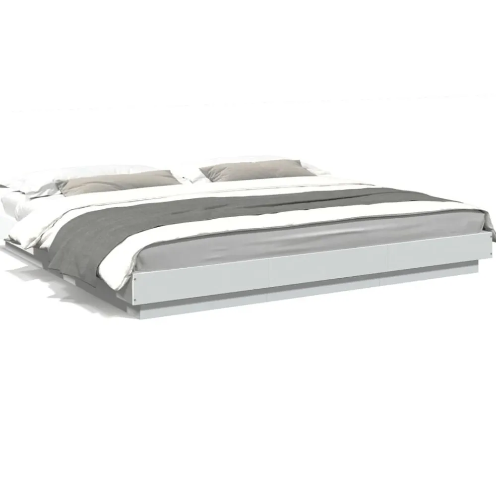 vidaXL Camas Y Accesorios-Estructura de cama madera de ingeniería blanca 200x200 cm