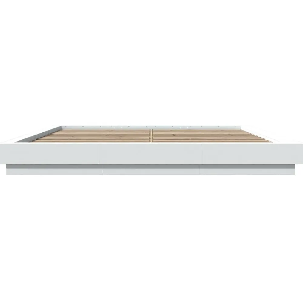 vidaXL Camas Y Accesorios-Estructura de cama madera de ingeniería blanca 200x200 cm