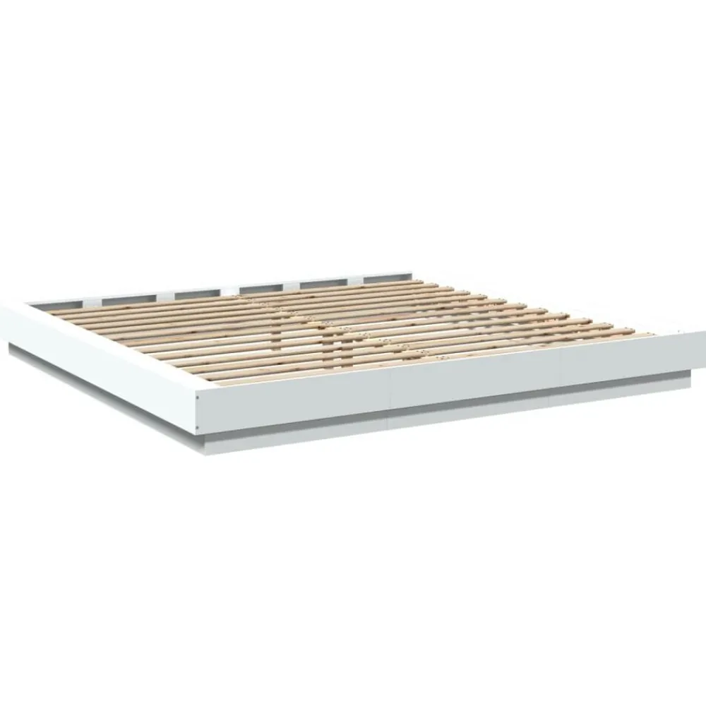 vidaXL Camas Y Accesorios-Estructura de cama madera de ingeniería blanca 200x200 cm