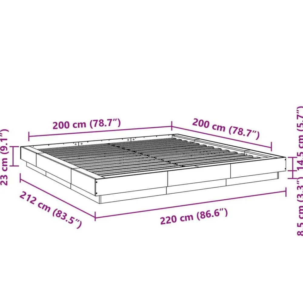vidaXL Camas Y Accesorios-Estructura de cama madera de ingeniería blanca 200x200 cm