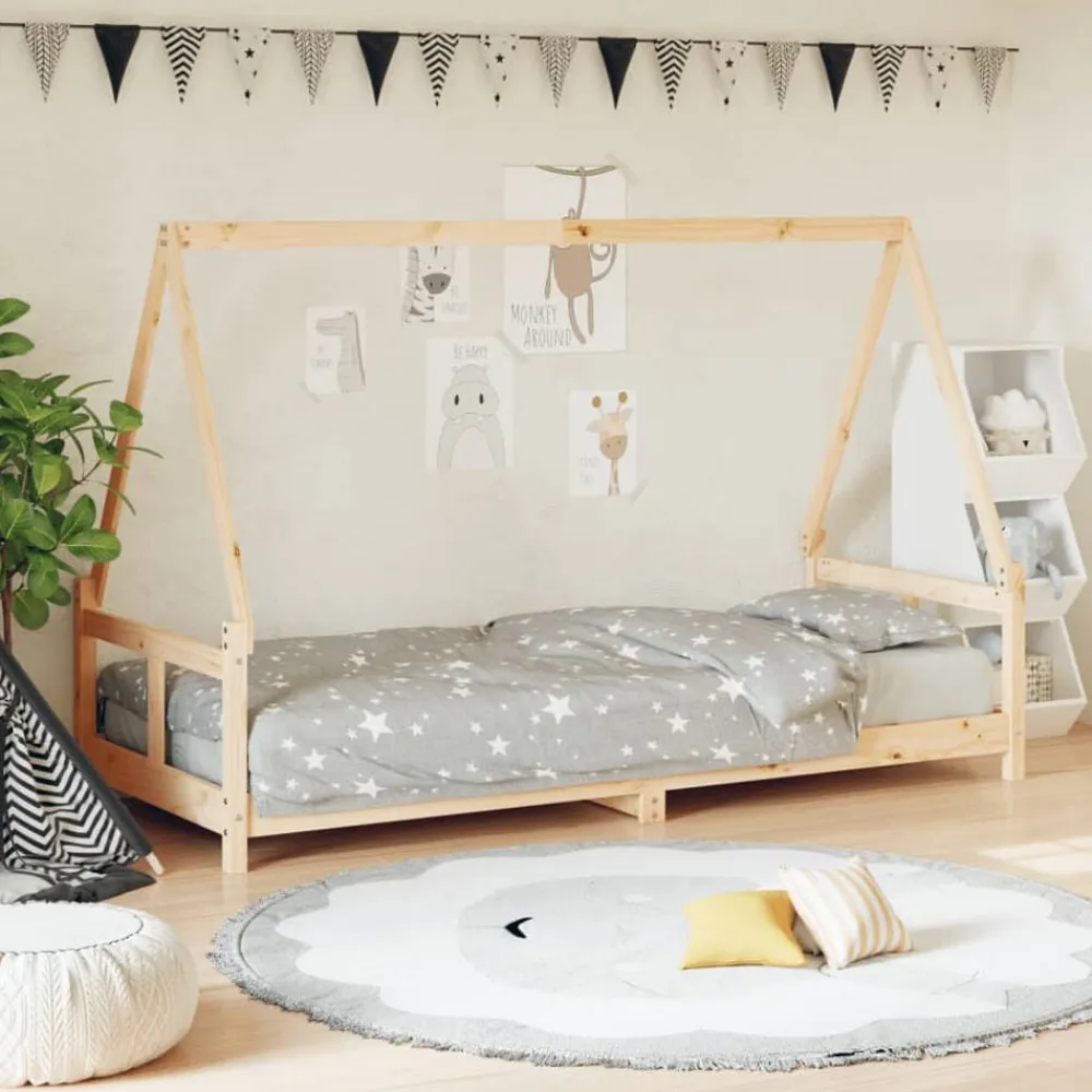 vidaXL Estructura de cama para niños madera maciza de pino 80x200 cm Natural Discount